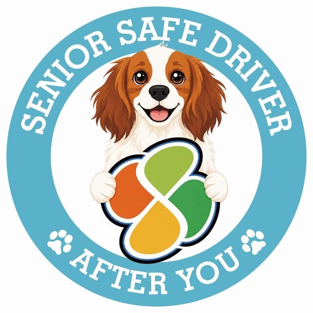 カーサイン 高齢者マーク SENIOR SAFE DRIVER コーイケルホーンディエ ステッカー シール 直径13cm 肉球 日本製 車
