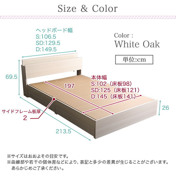 デザインフロア SDサイズ Rite-リテ- インテリア フロア フレーム おしゃれ 抗菌 防臭 2口コンセント付き すのこ セミダブルサイズ 開放感 ホワイトオーク