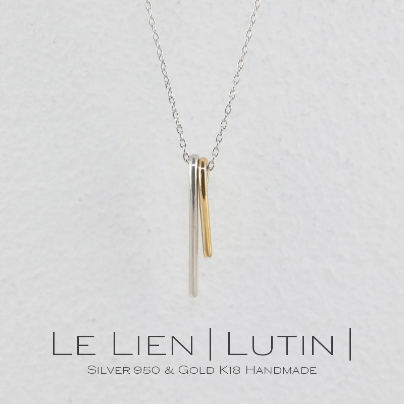 le lien lutin ゴールド シルバー ネックレス シンプル 可愛い 棒 バー プチ つけっぱなし お洒落 レディース 18金 K18 地金 ダブル ペンダント ジュエリー アクセサリー プレゼント ギフト 記念日