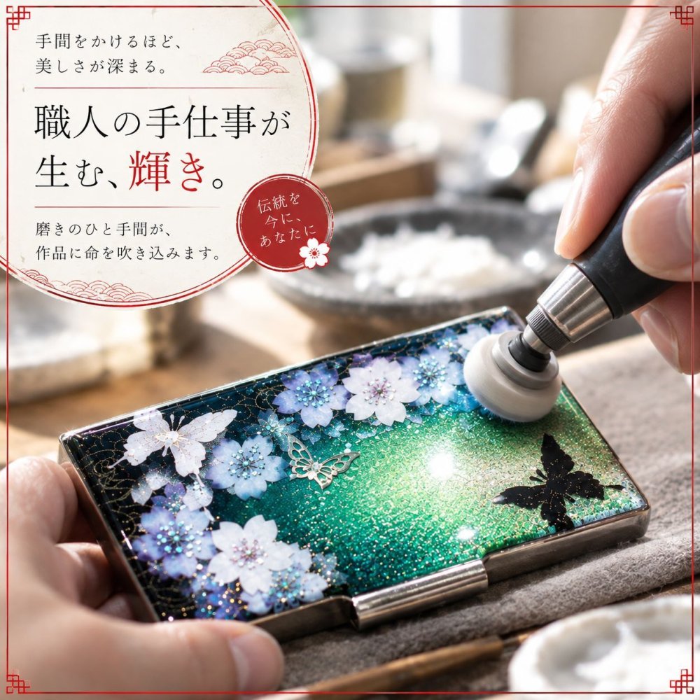 名刺入れ『値』和柄 和風 カードケース 夜桜 伝統工芸 職人 手作り 名入れ 記念日 誕生日 ギフト 送料無料 和風 ハンドメイド 立体彩色 螺鈿風 20代 40代 50代 プレゼント お祝い 還暦 退職 卒業