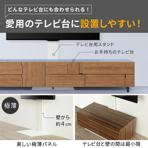 WALLインテリアテレビスタンド テレビ台用スタンド 32～65v対応 壁寄せテレビ台 TVスタンド 背面収納 コード収納 ホワイト 白 震度7耐震試験済み 新生活