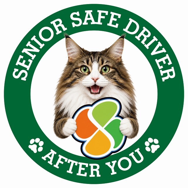 カーサイン 高齢者マーク SENIOR SAFE DRIVER ノルウェージャンフォレストキャット ステッカー シール 直径13cm 肉球 日本製 車