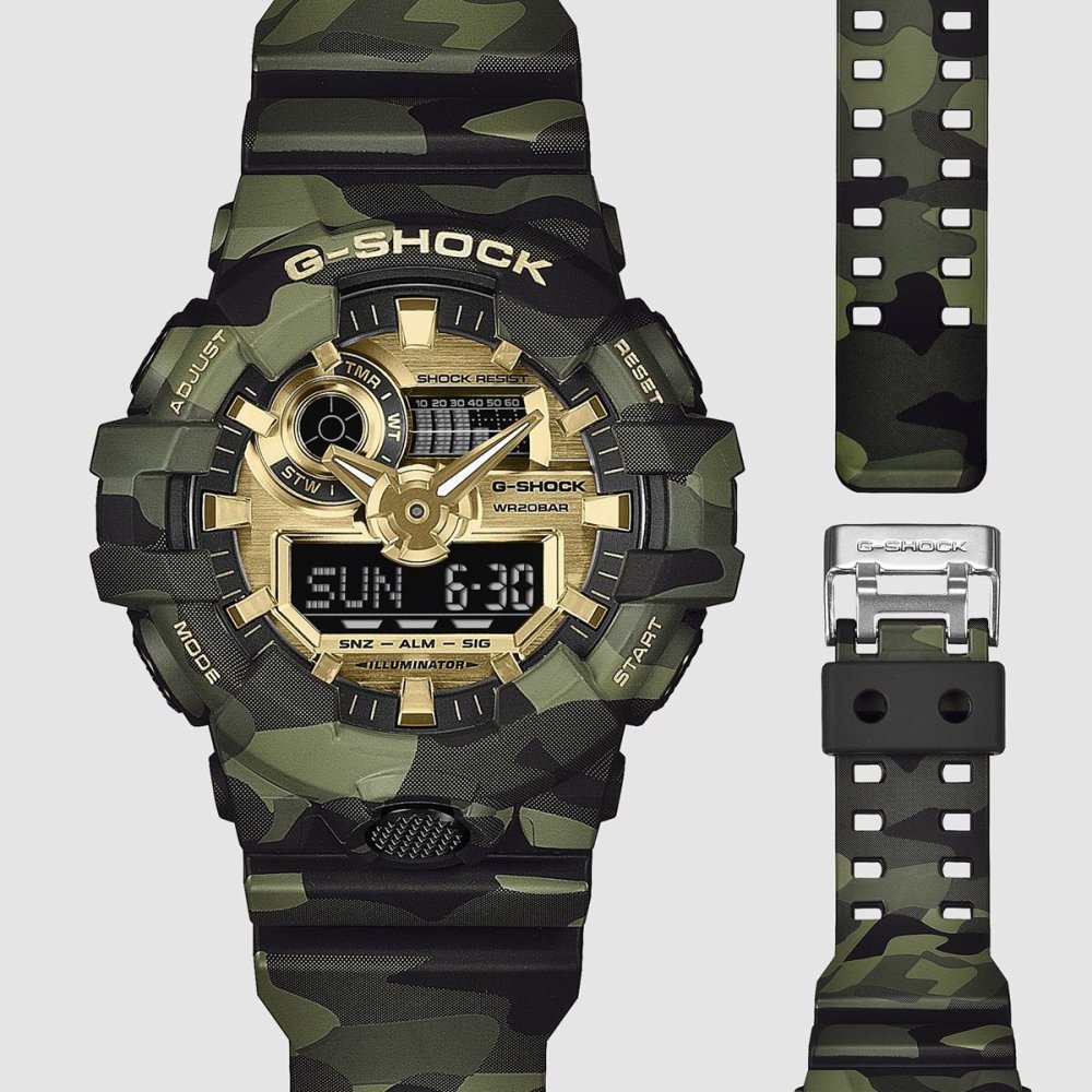 G-SHOCK カシオ Gショック CASIO アナデジ 腕時計 メンズ GA-700CMG-3AJF BOLD CAMO Series CAMO AND GOLD【2026 新作】