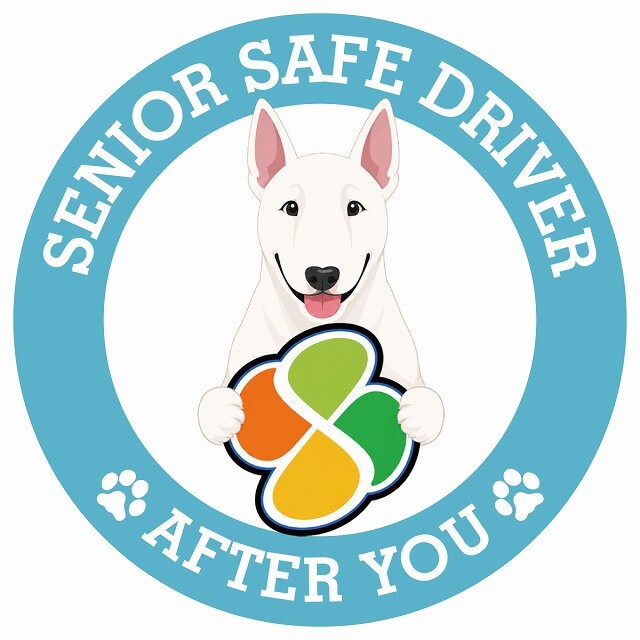 カーサイン 高齢者マーク SENIOR SAFE DRIVER ブルテリア ステッカー シール 直径13cm 肉球 日本製 車