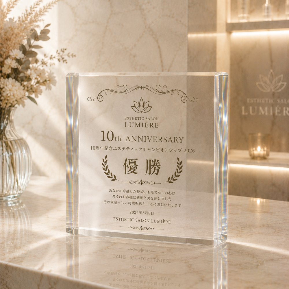 サロン表彰 ガラスブロック 10周年 店舗 名入れギフト ロゴ入り 表彰盾 誕生日 記念盾 法人 開業祝い 感謝 新規開店 店頭 周年記念 優勝記念 特注 ロゴ 記念日 サプライズ ノベルティ 受賞 高級 開院祝い 経営者 おしゃれ 開店記念 受付 移転祝い 名前入り スタッフ ギフト 名入れ オーダーメイド 開店祝い オリジナル サロン プレゼント 記念品 ディスプレイ 開業記念 看板【c11】