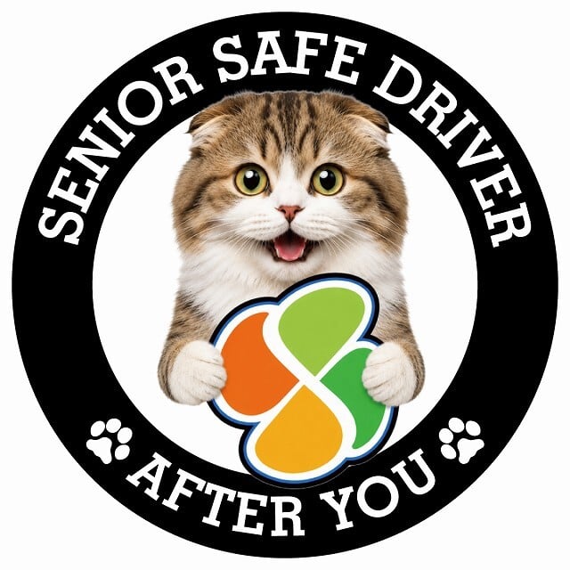 カーサイン 高齢者マーク SENIOR SAFE DRIVER ハイランドフォールド ステッカー シール 直径13cm 肉球 日本製 車