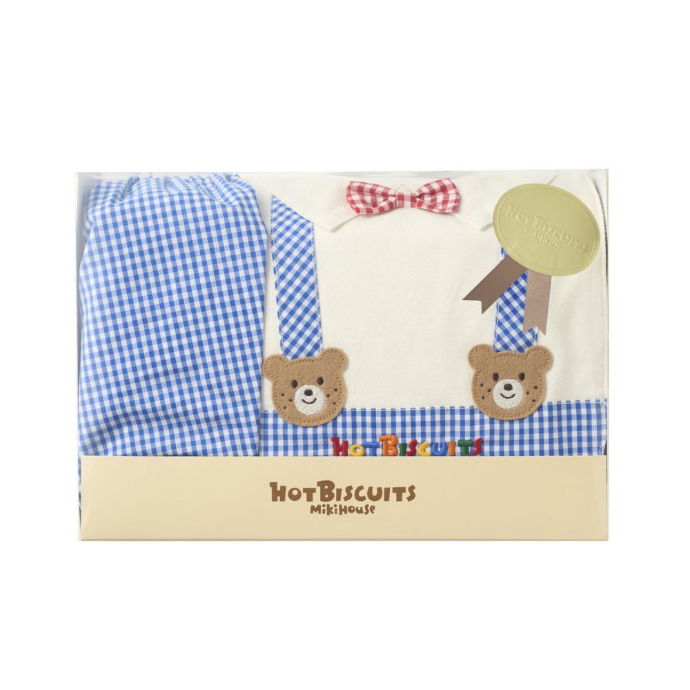 ミキハウス ホットビスケッツ★フォーマル風&ブルマギフトセット【クリアケース付き】ギフトラッピング　出産祝い　誕生日　お祝い　入園祝い　キッズ服　ベビー服