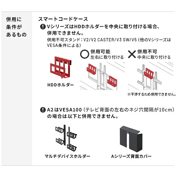 WALLインテリアテレビスタンド Vシリーズ/A2対応 スマート設置オプションセット-マルチデバイスホルダー-コードケース 追加オプション 部品 パーツ 配線整理 配線カバー ケーブルカバー 配線隠し モダン おしゃれ 電源コード WALLオプション