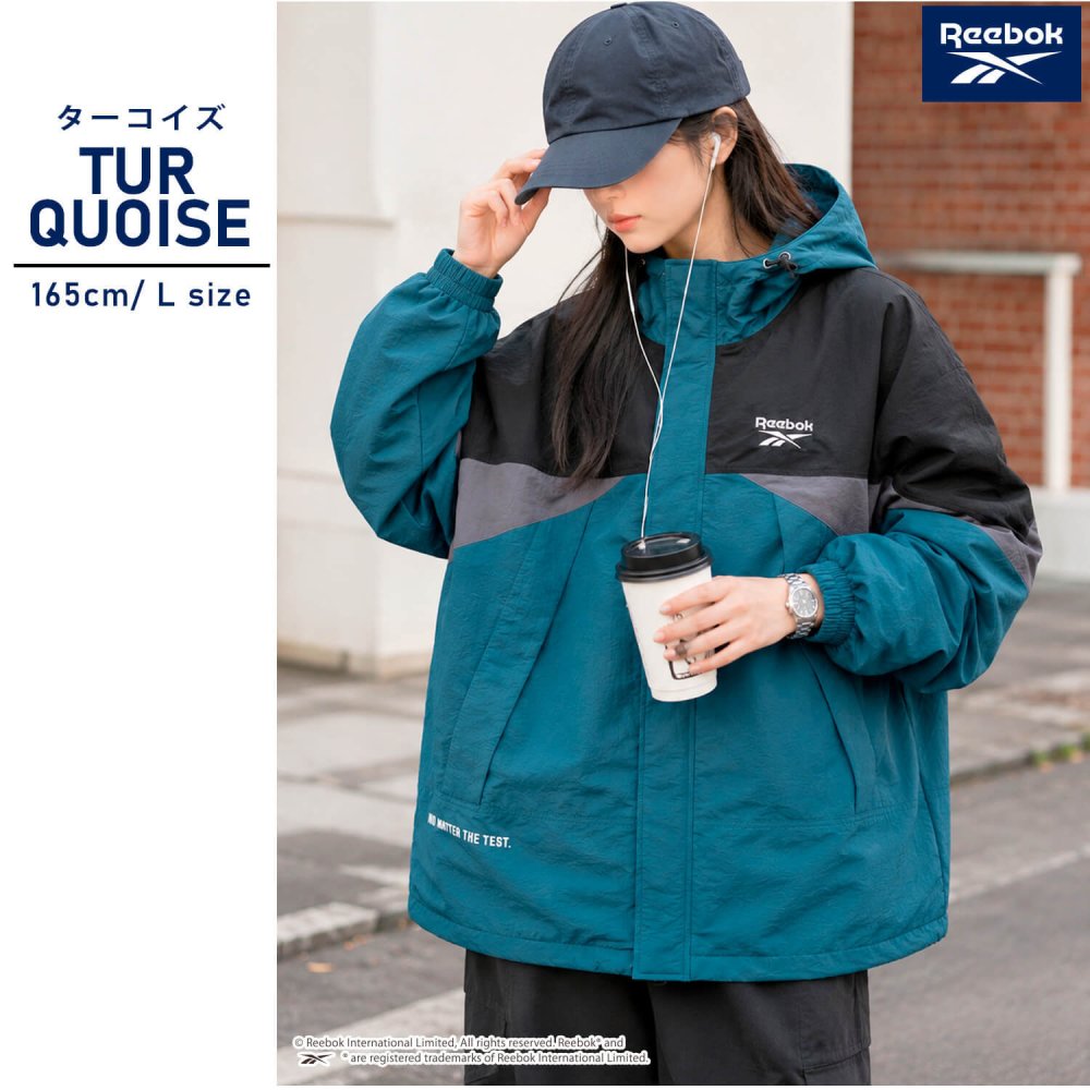 【予約】Reebok リーボック マウンテンパーカー レディース 長袖 アウター ブルゾン スタンド フルジップ フーディ 中綿 キルト 軽量 防風 あたたかい ロゴ 刺繍  ブランド 大きいサイズ ゆったり ユニセックス 春 秋 冬 M L LL 黒 紺 2026fw karlas