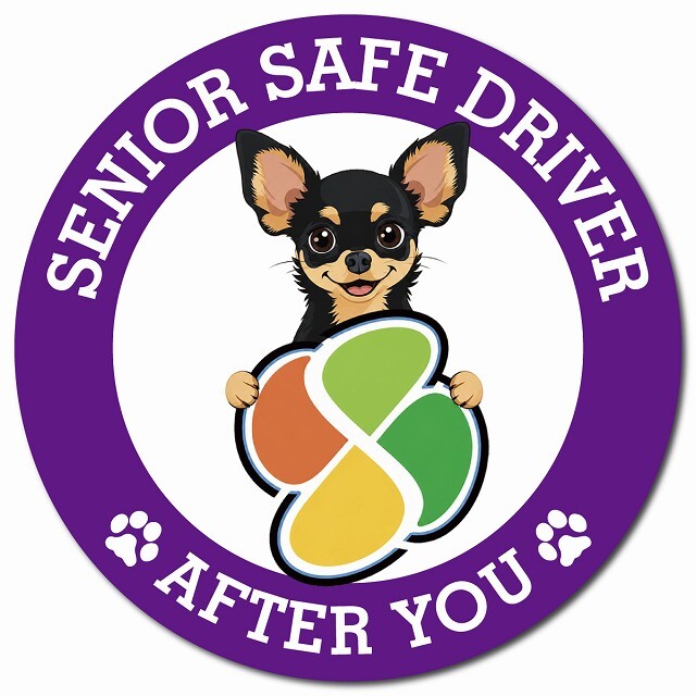 カーサイン 高齢者マーク SENIOR SAFE DRIVER チワピン マグネット 強力 直径13cm 肉球 日本製 車 ステッカー
