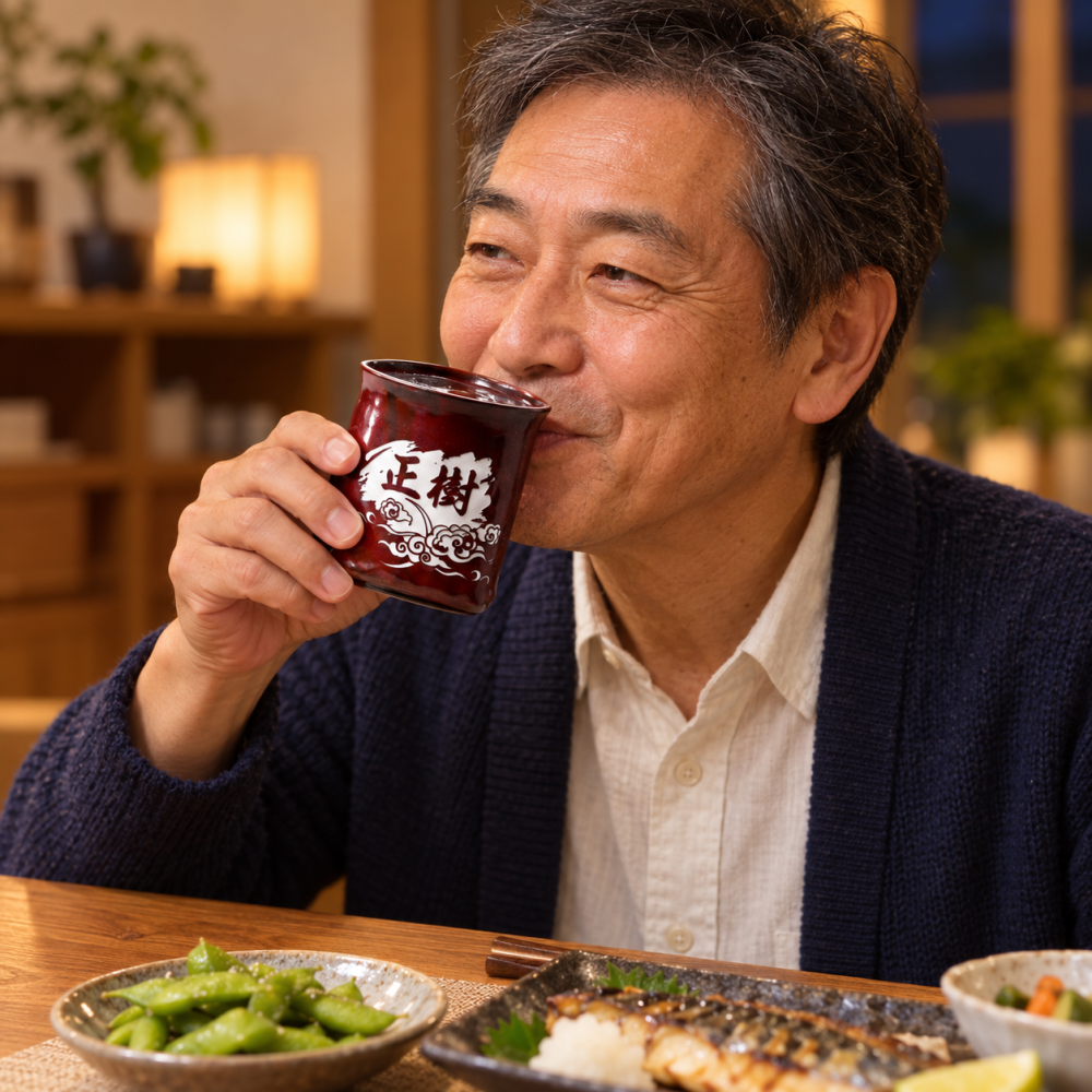 退職 異動 名入れ ギフト SXX 有田焼 二重構造 保温保冷 ロックカップ 茶色 単品 木箱入り / プレゼント ギフト 退職 記念 誕生日 長寿 祝い