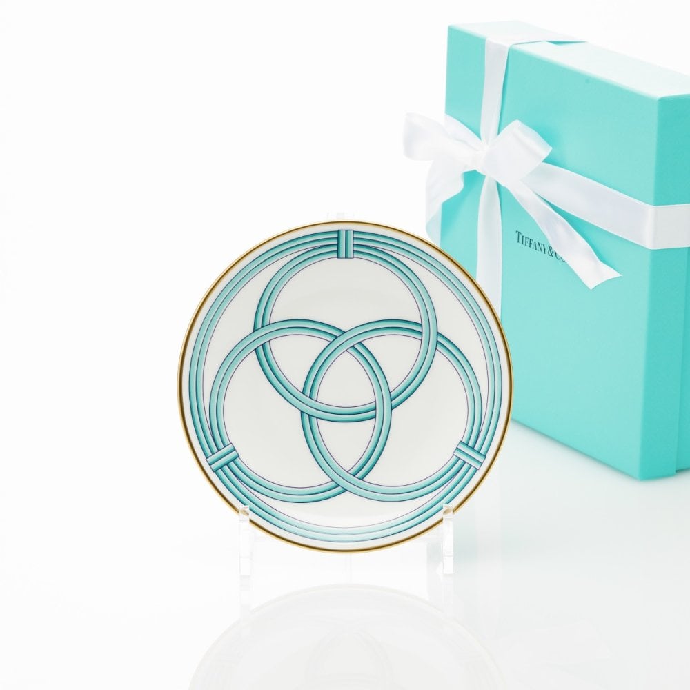 Tiffany ティファニー ブルー リンク ブレッド ＆ バター プレート 16.5cm 単品 名入れ彫刻代込み 名入れ 名前入り ギフト プレゼント 誕生日 記念日 母の日 還暦 退職 受賞 お祝い 名前 刻印 法人記念品 正規品 紙袋付き 取り皿 開店祝 周年祝