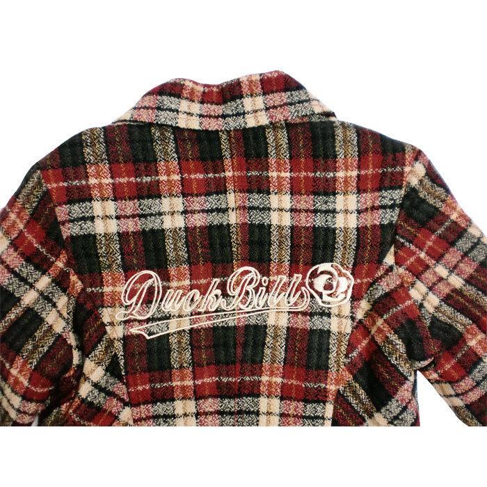 DUCKBILL（ダックビル）タータンチェックのツイードコート 英国調タータンチェック＋ダブルボタンのハーフコート 女の子100-140cm