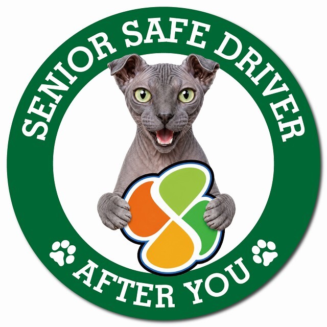 カーサイン 高齢者マーク SENIOR SAFE DRIVER ユークレニアンレフコイ マグネット 強力 直径13cm 肉球 日本製 車 ステッカー