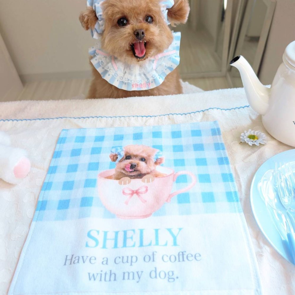ペットのお写真で作るスイートカフェ ハンドタオル(ハンカチ)｜うちの子の写真で作るミニタオル 犬 猫 名入れ プチギフト【送料無料】ハンカチ ギフト お誕生日 母の日 父の日 敬老の日 還暦祝い クリスマスプレゼント