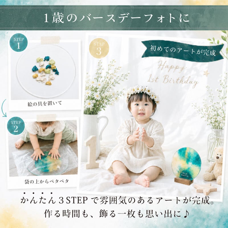 【名入れ】 出産祝い ファーストアート セット キット タグ キャンバス 名入れ 新生児 誕生日 プレゼント ネームタグ ネームプレート フィンガーアート 赤ちゃん 1歳 プレゼント 日付  割ピン おしゃれ  アクリル 絵の具 メディウム 重曹 ひび割れしない 《 ファーストアートセット - Seasonal Palette -  》 翌営業日出荷