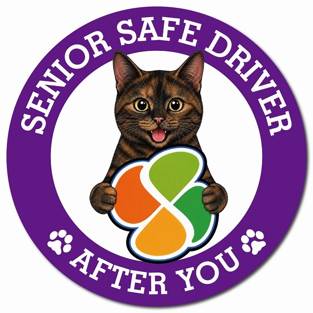 カーサイン 高齢者マーク SENIOR SAFE DRIVER サビ（べっ甲） マグネット 強力 直径13cm 肉球 日本製 車 ステッカー