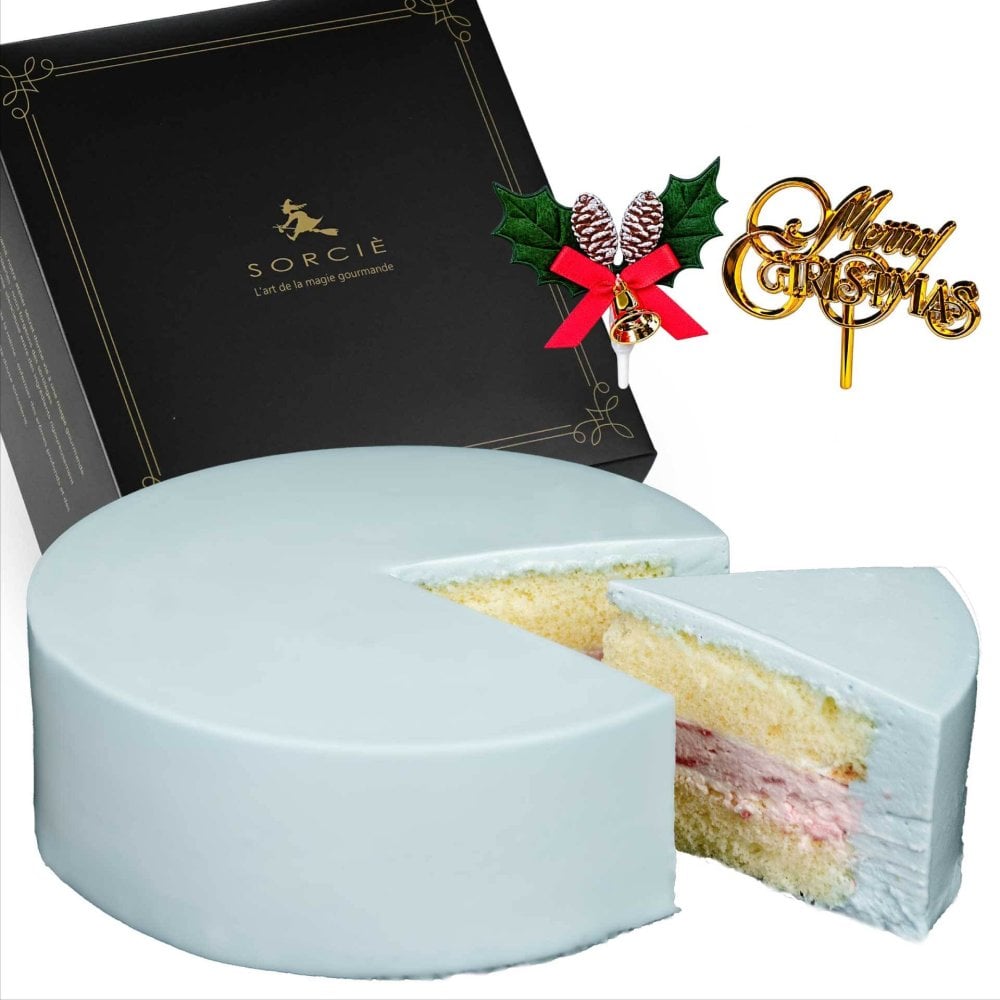 デコるだケーキ ブルー ケーキ 4号 直径13.5cm 2人～4人分 285g 【選べる飾り： バースデー クリスマス 】 お家で手作り 簡単 親子 手作りキット お誕生日ケーキ 誕生日 ホールケーキ 