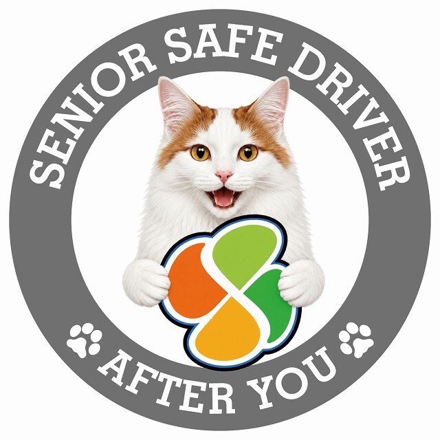 カーサイン 高齢者マーク SENIOR SAFE DRIVER ターキッシュバン ステッカー シール 直径13cm 肉球 日本製 車