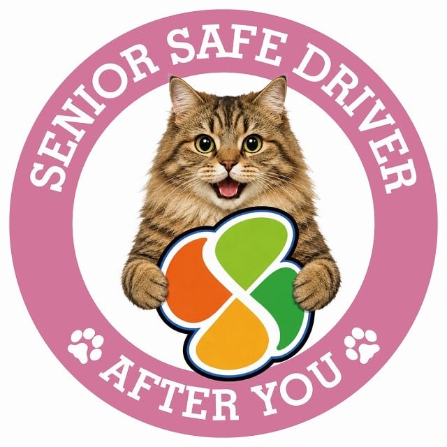 カーサイン 高齢者マーク SENIOR SAFE DRIVER サイベリアン ステッカー シール 直径13cm 肉球 日本製 車