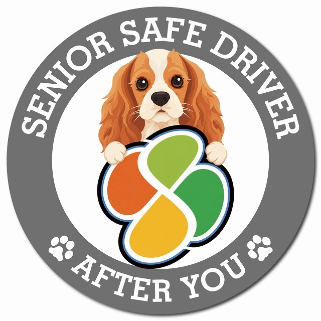 カーサイン 高齢者マーク SENIOR SAFE DRIVER イングリッシュコッカースパニエル マグネット 強力 直径13cm 肉球 日本製 車 ステッカー