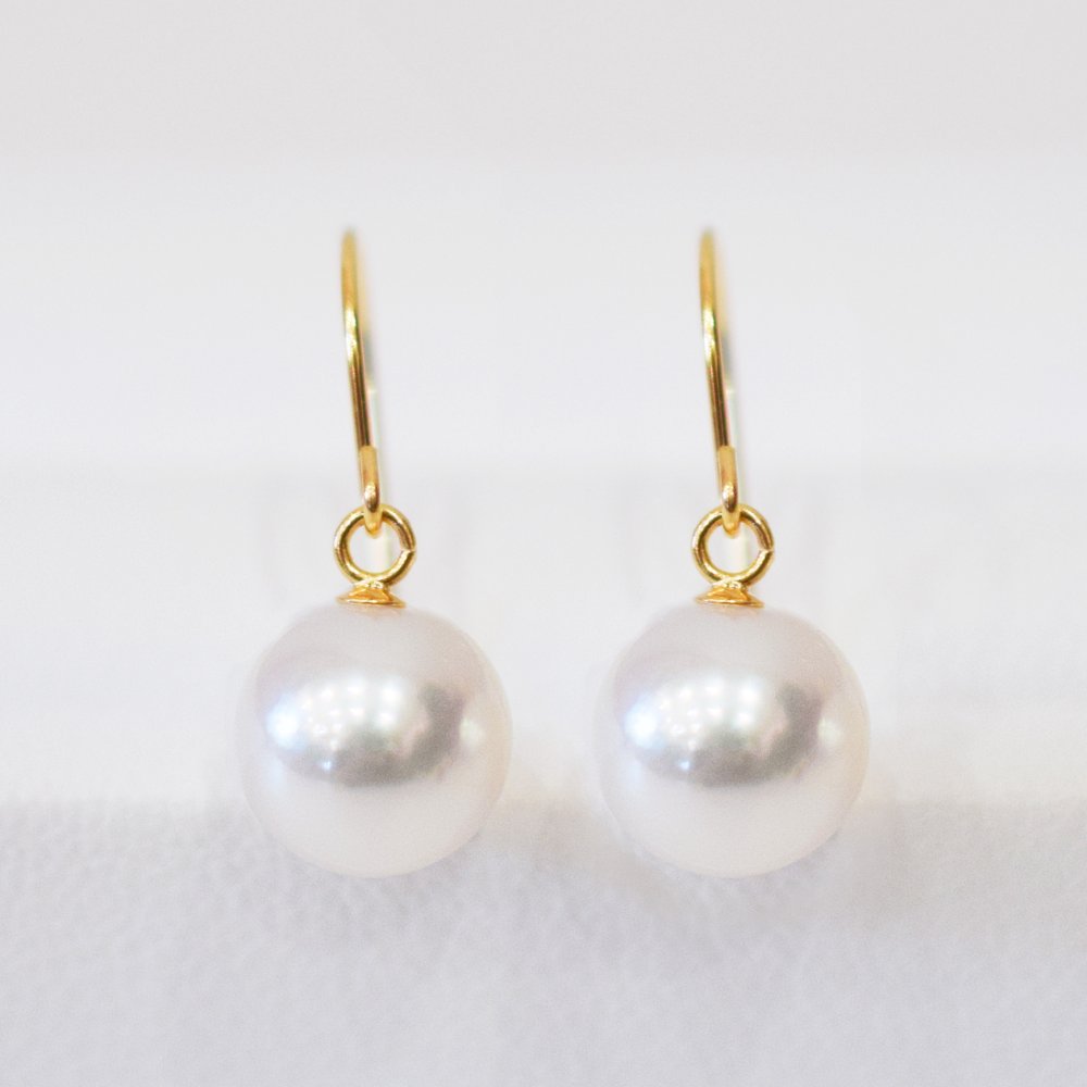 ［pearl431］ 7.5mm - 8mm 揺れる ピアス あこや真珠 シンプル 天草 フォーマル ホワイトピンク 熊本