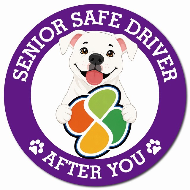 カーサイン 高齢者マーク SENIOR SAFE DRIVER ピットブル マグネット 強力 直径13cm 肉球 日本製 車 ステッカー