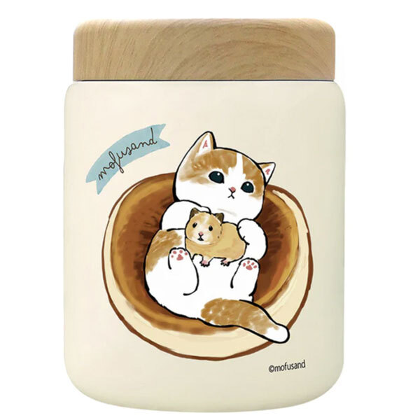 もふさんど モフサンド mofusand ステンレス スープポット 400ml 53-2156 53-2157 53-2158 スープジャー サメにゃん うさにゃん ホットケーキにゃん お弁当 保温 保冷 木目蓋 真空二重構造 コンパクト かわいい ランチ 通勤 通学 サメにゃん