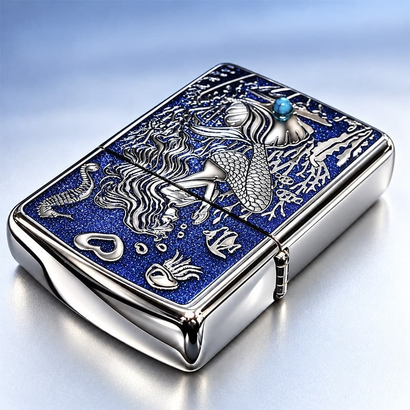 ZIPPO アーマー マーメイド ラグーン ジッポ 鏡面 ターコイズ かっこいい ライター おしゃれ Mermaid Lagoon シルバー×グリッターブルー 動画あり メンズ ギフト プレゼント