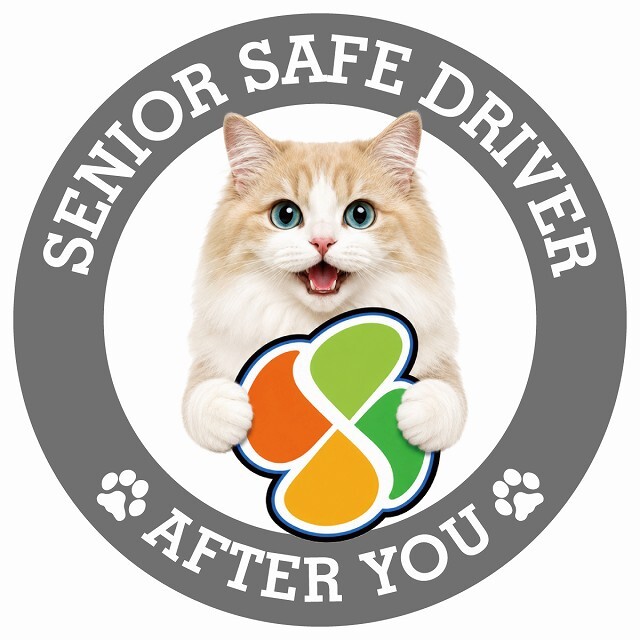 カーサイン 高齢者マーク SENIOR SAFE DRIVER ラガマフィン ステッカー シール 直径13cm 肉球 日本製 車