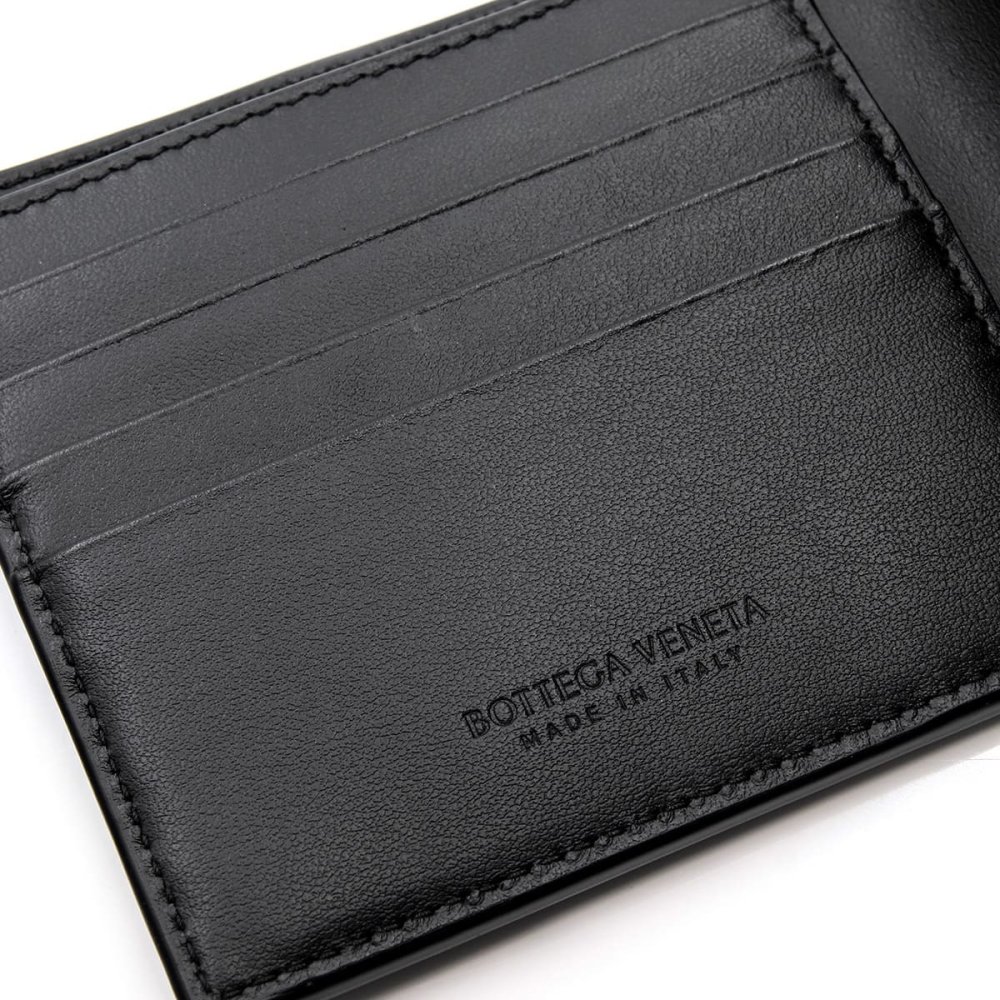 ボッテガヴェネタ BOTTEGA VENETA 二つ折り財布 メンズ レディース イントレチャート 本革 レザー ブラック 黒 小銭入れ付き カード4枚 札入れ コンパクト財布 749412 V3US1 8803
