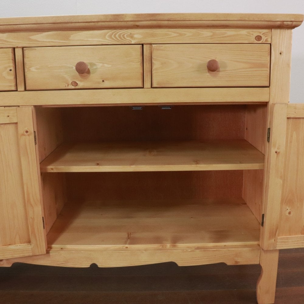 キャビネット FARMER 完成品 無垢材 パイン材 天然木 W120xD45xH90cm 収納家具 リビング収納 収納棚 ライトブラウン おしゃれ 新生活