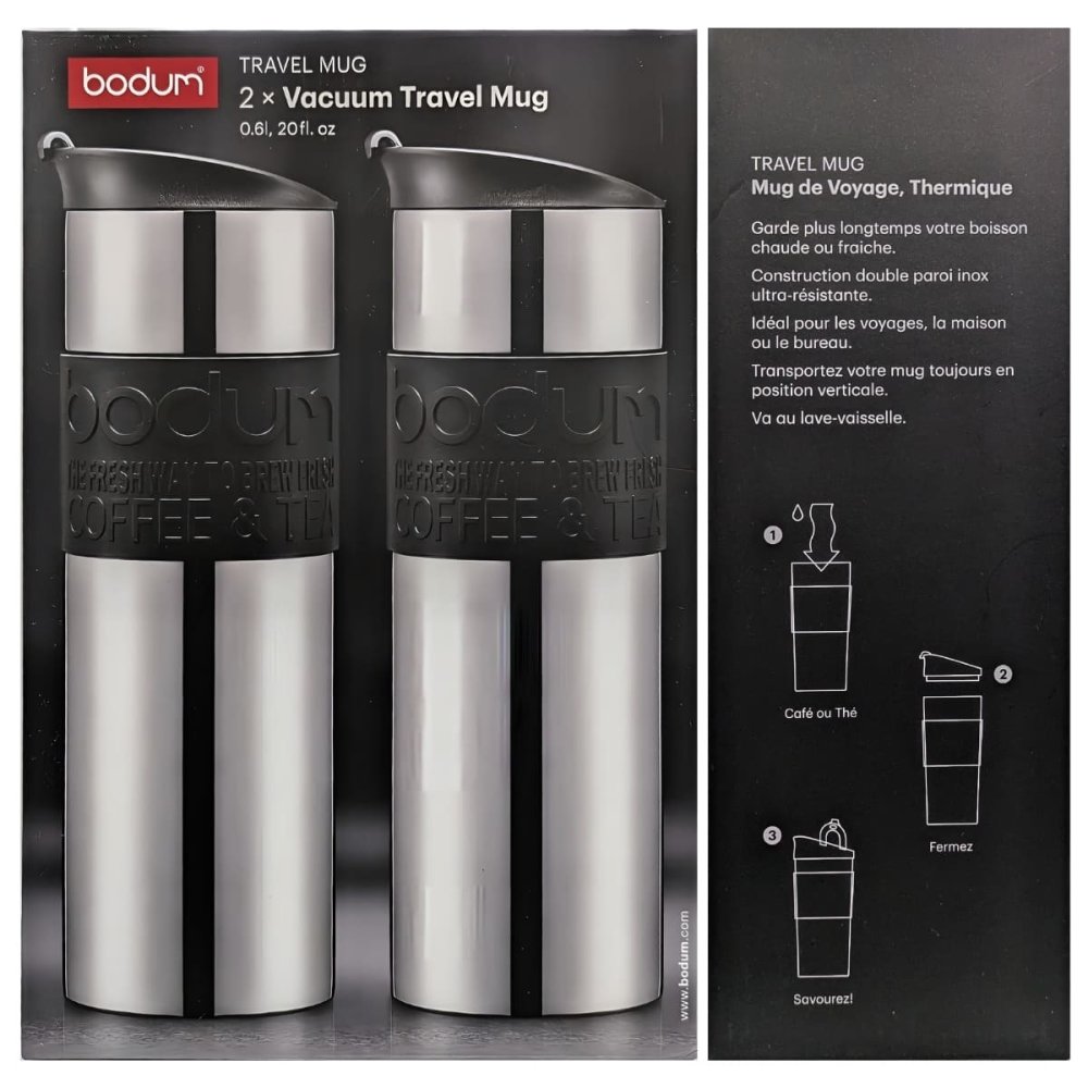 水筒　ボダム　トラベルマグ　ステンレス製　二重断熱　保温保冷　600ml　2個セット　型番:K12151-01COS　食器洗い　乾燥機可　保温保冷対応　#57657