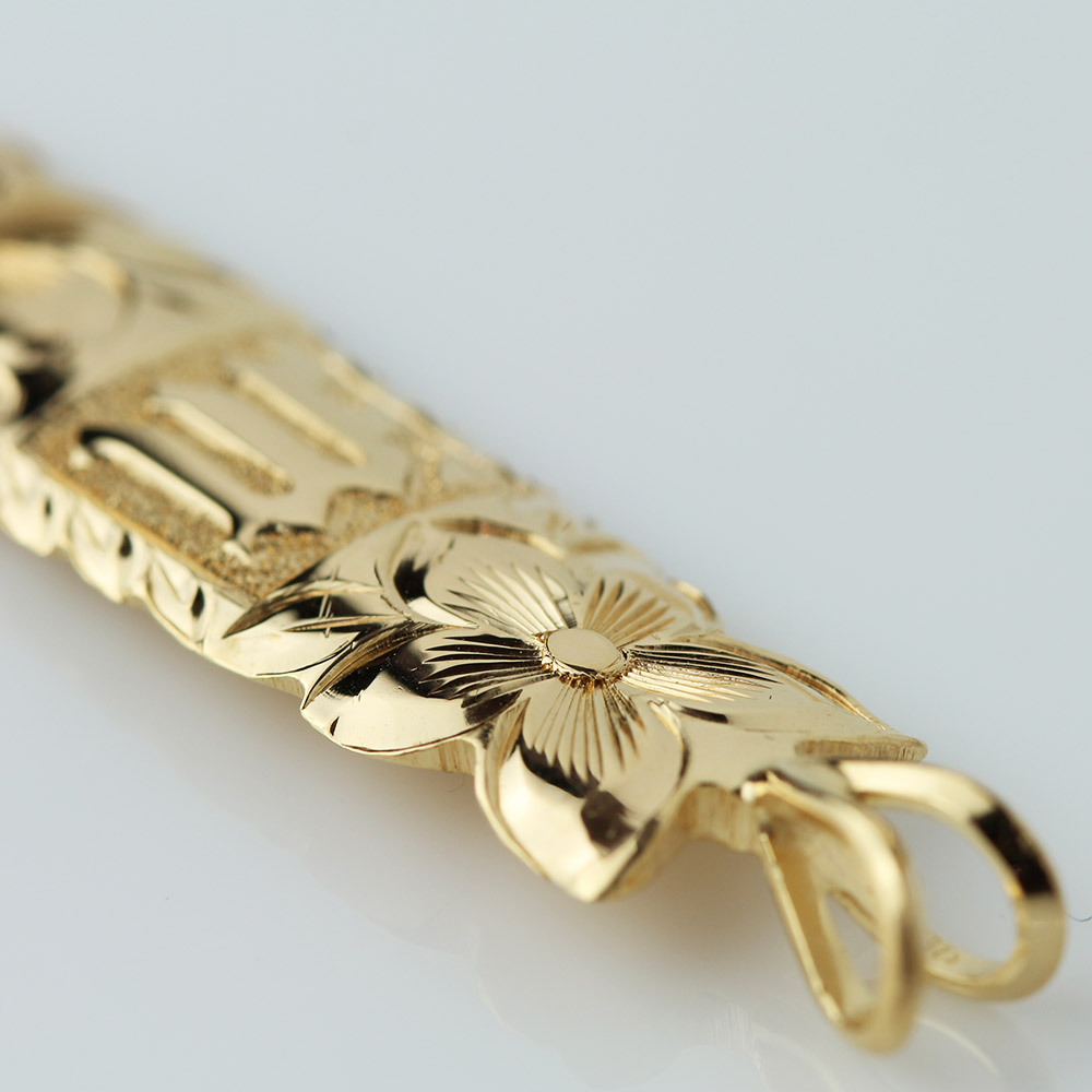 ハワイアンジュエリー オーダーメイド ゴールド ネックレス 刻印 無料 誕生石 ハワイアン k14 14k ゴールド イニシャル リング ピンクゴールド イエローゴールド イニシャルネックレス メンズ レディース 誕生日 プレゼント【品番：KJGP-004】