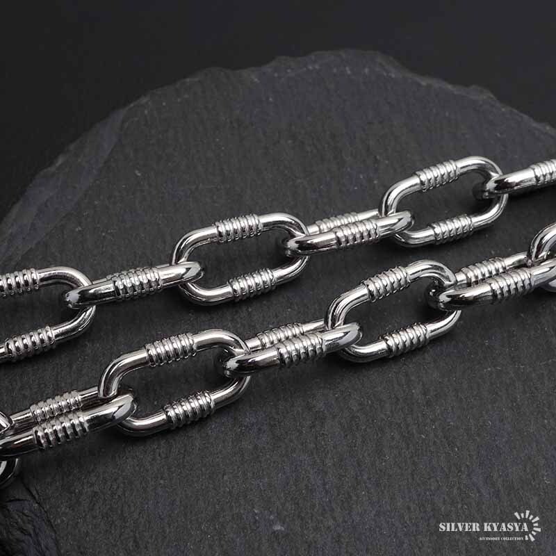 ステンレス あずきチェーンネックレス コイル 長あずき シルバー メタルネックレス シンプルネックレス メンズ 男性 金属アレルギー対応