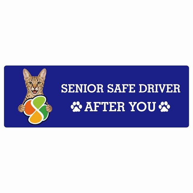 カーサイン 高齢者マーク SENIOR SAFE DRIVER サバンナ ステッカー シール 長方形 15x5cm 肉球 日本製 車
