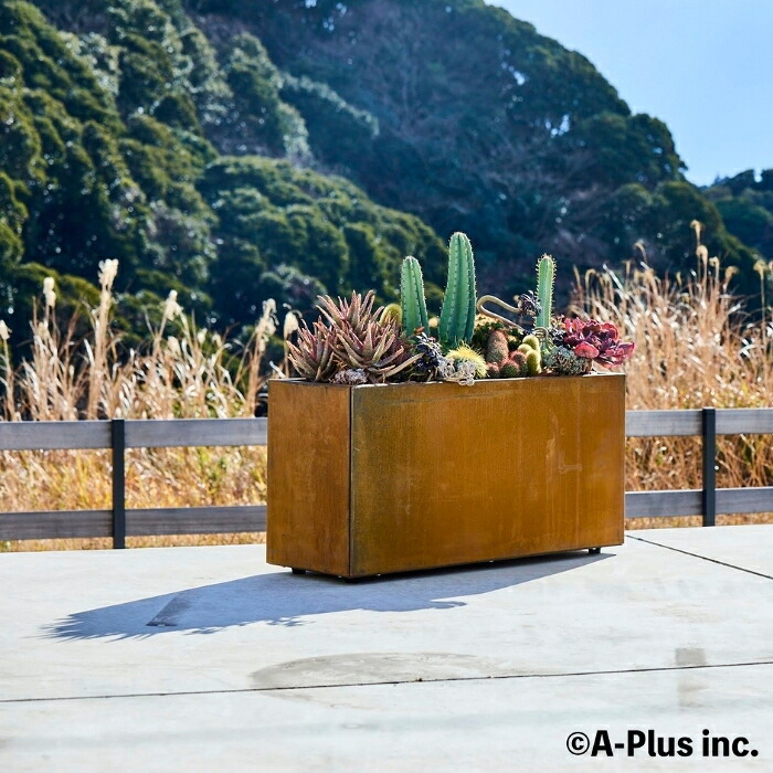 コールテン鋼 高級植木鉢 おしゃれ 大型 横長 長方形 W900 アンティーク 経年美 Patina レクタングルプランターL900 A-PLUS 屋外 観葉植物 多肉植物 寄せ植え 花 鉢カバー 北欧 モダン ガーデニング 玄関 庭 テラス パティナ