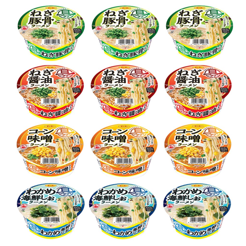 【 送料無料 】 サンポー 具ダク ラーメン 詰め合わせ アソート セット 4種 各3個 計12個 まとめ買い （ ねぎ豚骨 ねぎ醤油 コーン味噌 わかめ海鮮しお ）