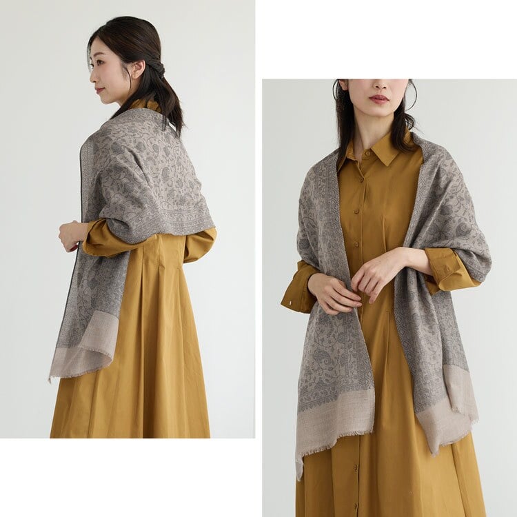 ストール レディース カシミヤ 100% マフラー Filomo ジャガード織り ペイズリー柄 薄手 シアージャガード コンパクトサイス ブランド フィローモ カシミヤストール 軽量 上質 ギフト プレゼント B7 (02000353r)