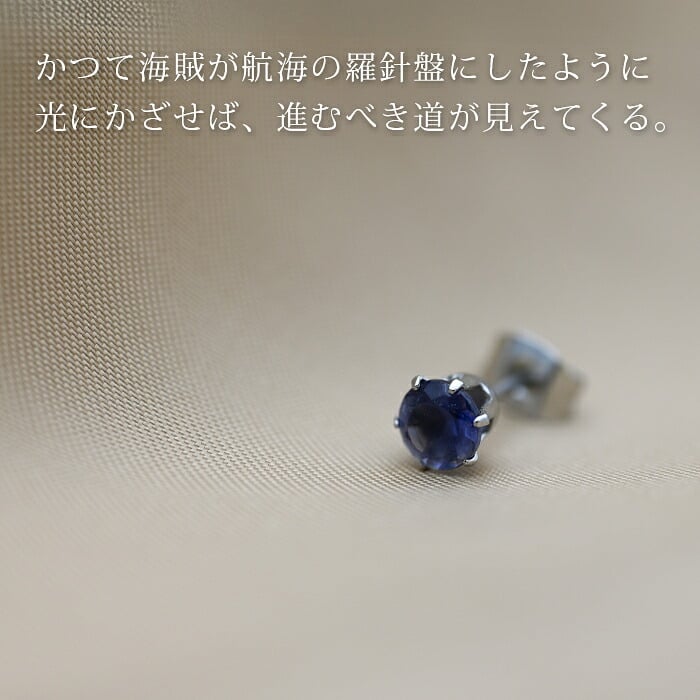 ピアス 金属アレルギー対応 アイオライト 5mm 宝石質 サージカルステンレス つけっぱなし セカンドピアス 品質保証書 ギフト 3月 9月 誕生石 青 紫 天然石 レディース メンズ 片耳用