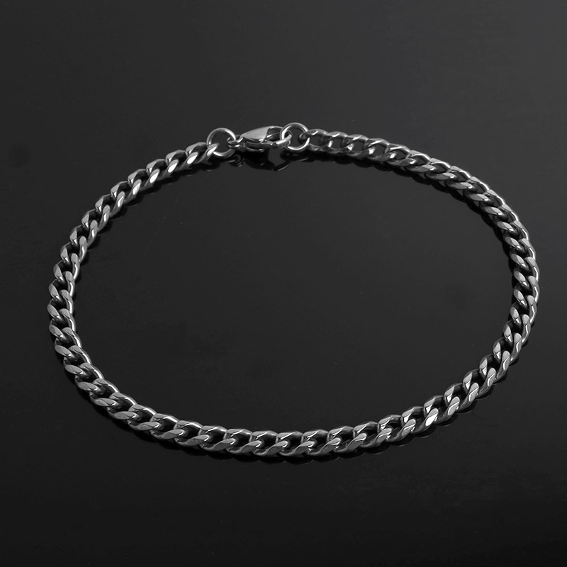 チタン シングル喜平ブレスレット 細身 シルバー メンズ チェーン 腕輪 シンプル 渋い色合い スリム アクセサリー クール シック ミニマル 大人 カジュアル きれいめ 重ね付け ベーシック 手元 定番 金属アレルギー対応