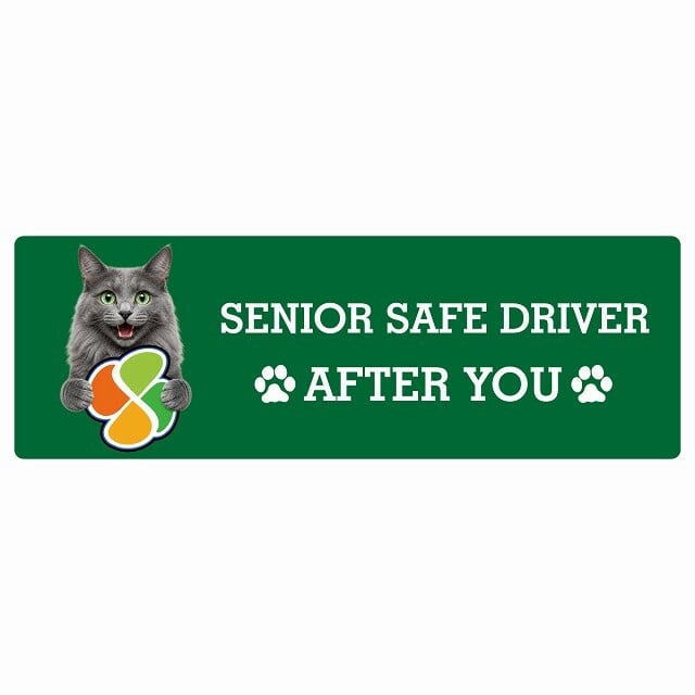 カーサイン 高齢者マーク SENIOR SAFE DRIVER ネベロング ステッカー シール 長方形 20x6.7cm 肉球 日本製 車