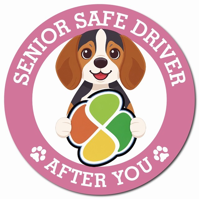 カーサイン 高齢者マーク SENIOR SAFE DRIVER ビーグル マグネット 強力 直径13cm 肉球 日本製 車 ステッカー