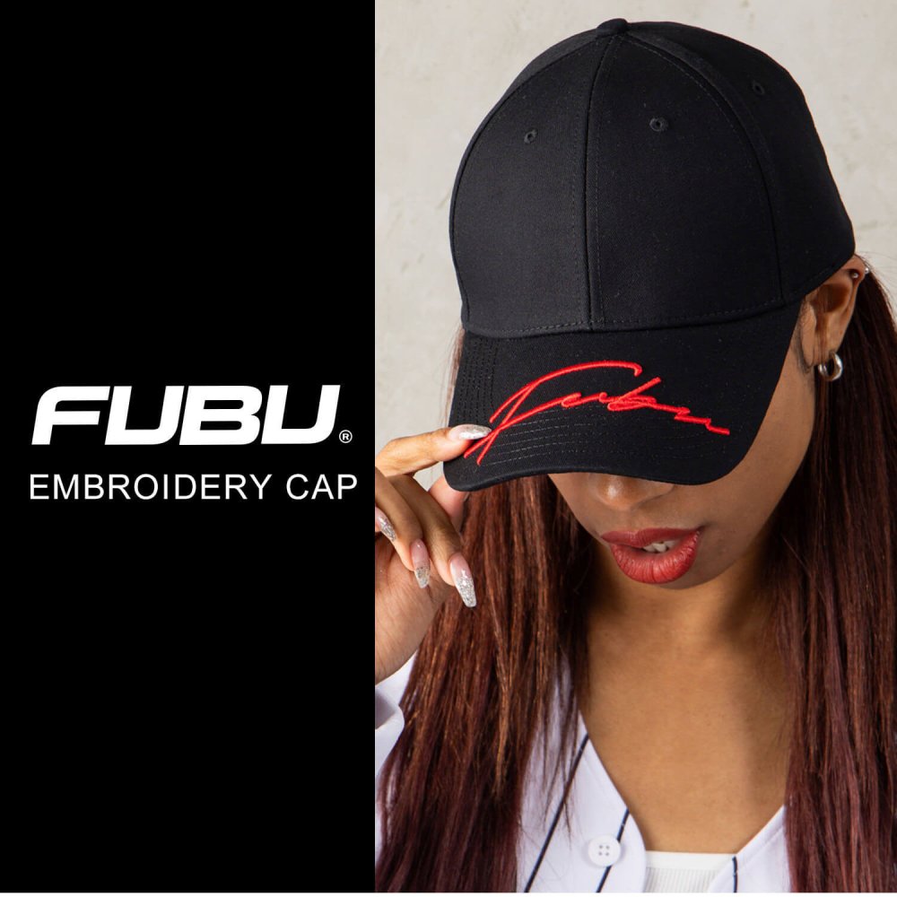 FUBU フブ キャップ 帽子 メンズ レディース fam-62902 ベースボールキャップ ローキャップ つば刺繍 スクリプトロゴ 刺繍 バイザー刺繍 6パネル アジャスター付 ストリート ヒップホップ ダンス カジュアル FREE 2026FW Karlas