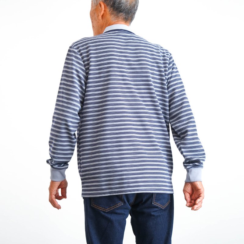 シニアファッション メンズ 80代 70代 60代 90代 秋冬 あったか 長袖 ボーダー 裏微起毛 長袖 ポロシャツ おじいちゃん 服 誕生日 プレゼント 紳士服 男性 祖父 お年寄り 老人 高齢者 ギフト（cki-mt8-81343883）