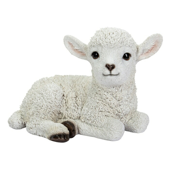 置物 羊 寝そべる羊 幅23.4cm woobia ウービア ひつじ リアル かわいい おしゃれ 玄関 インテリア オブジェ ガーデン ラム 北欧 ナチュラル 動物 アニマル 癒し 棚 未年 プレゼント ギフト 新築祝い