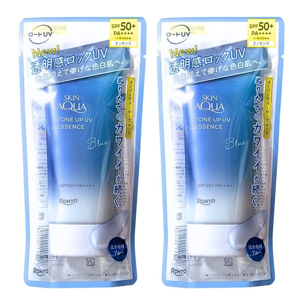 ロート製薬 スキンアクア トーンアップUVエッセンス 70g SPF50+ PA++++ UV耐水性 日やけ止め エッセンス   スーパーウォータープルーフ 石けんで落とせる 化粧下地 顔からだ用 日本製 夏対策 UV対策 カラー選択：ラベンダー／ブルー