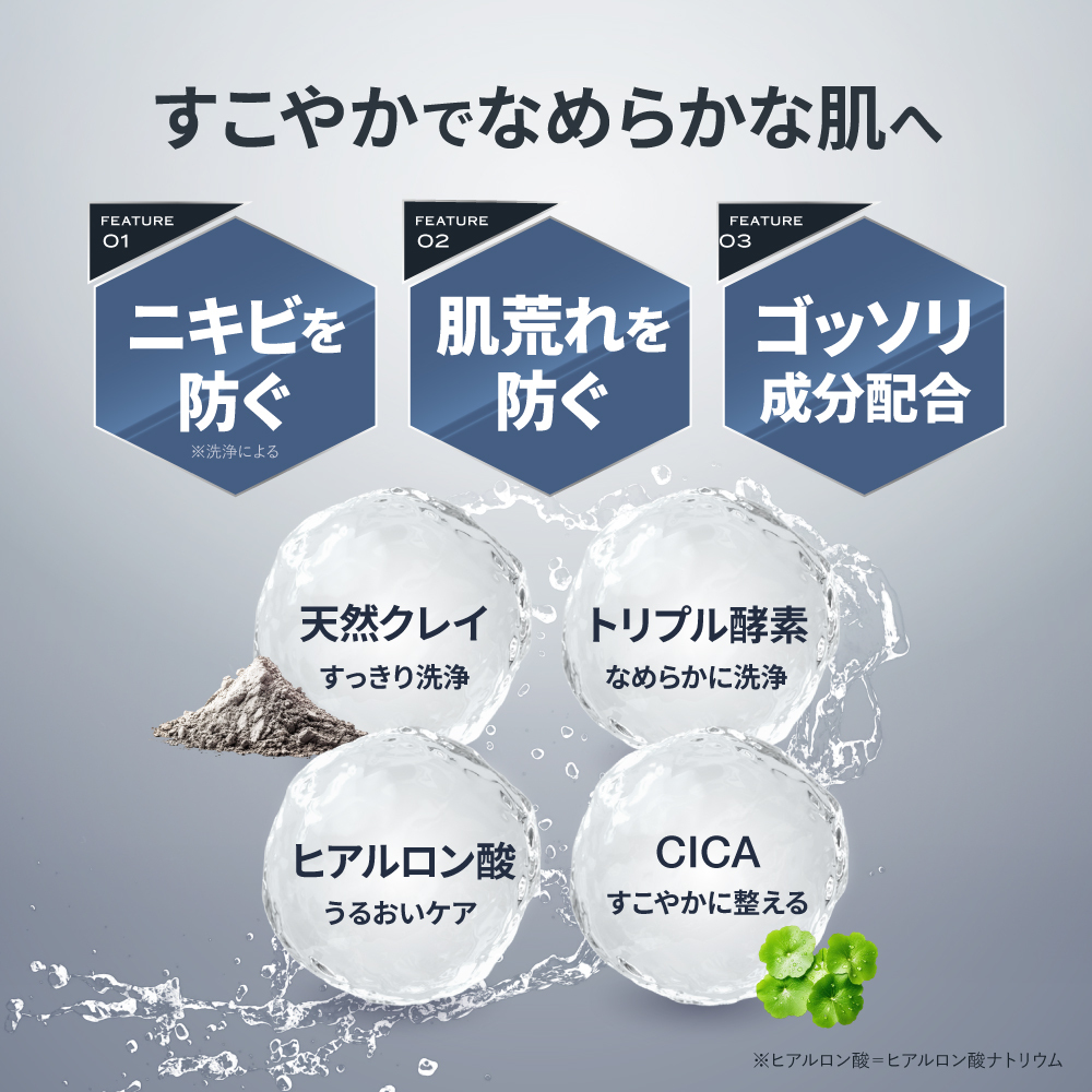 EVERSKIN 洗顔 メンズ 酵素洗顔 クレイ 泡 洗顔フォーム  毛穴汚れ テカリ防止 肌荒れ 皮脂汚れ べたつき 男性用 スキンケア 日本製 150ml ギフト プレゼント