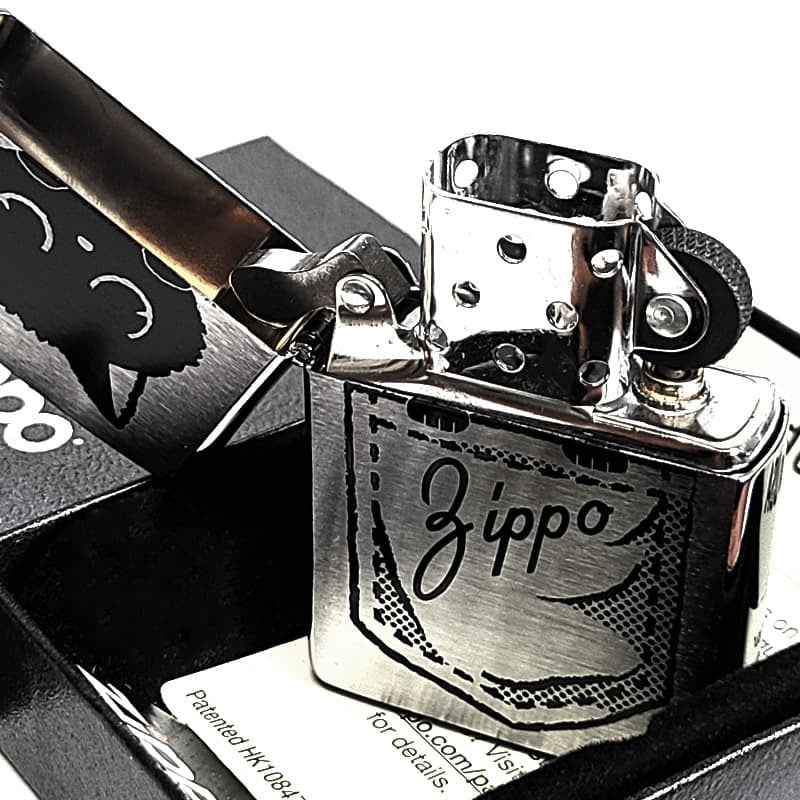 ZIPPO ライター ポケにゃん子 ネコ ジッポ かわいい シルバーサテン おしゃれ 黒猫 ギフト レディース プレゼント 女性
