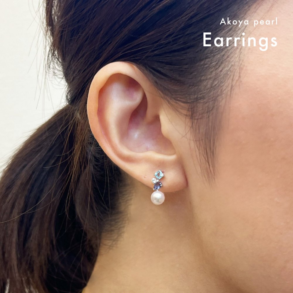 ［pearl306］ 5.5mm - 6mm ホワイトピンク 半貴石 ピアス あこや真珠 本真珠 天草 熊本 日本産
